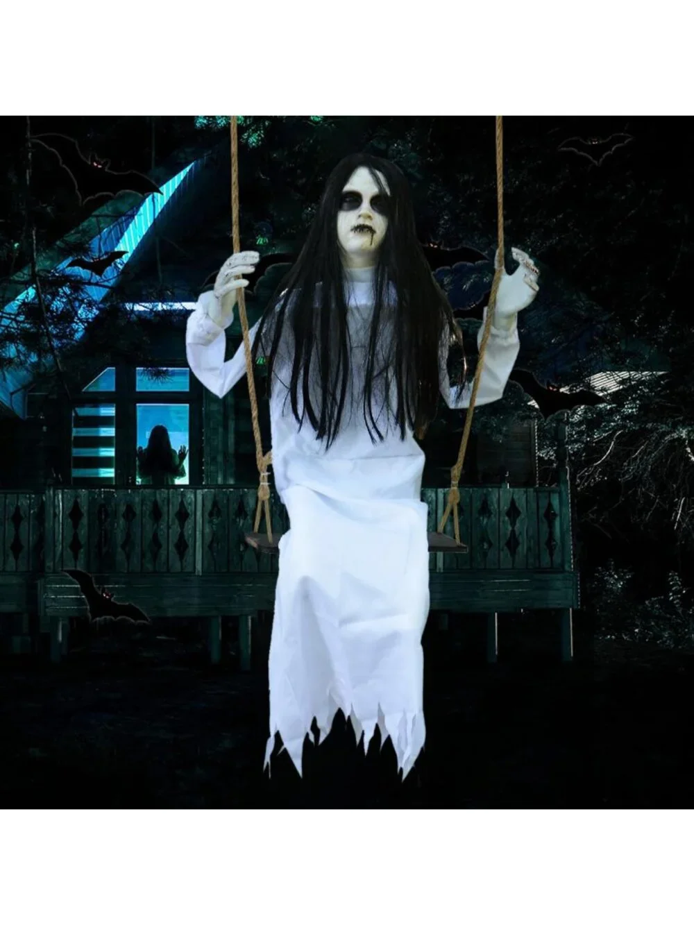 Creepy Hanging Ghost Girl Decorations for Halloween - Scary Indoor & Outdoor